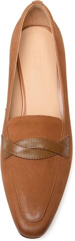 FEMSTEP Women's Loafer Square Toe Slip On Casual Office Matte Leather Chunky Low Heel Formal Shoes 1.5 Inch in Saudi Arabia