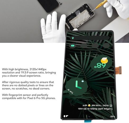 Screen Replacement Kit for Pixel 6 Pro 5G 8VOU GLUOG, Touch Display Digitizer Assembly Kit with Fingerprint Sensor, Phone Screen Replacement with Repair Tool in Saudi Arabia