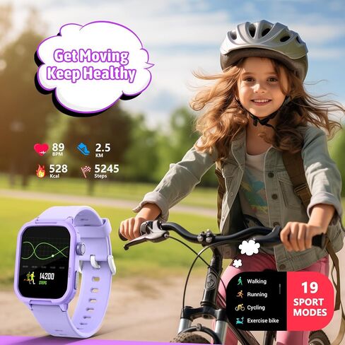 Smart Watch for Kids, Fitness Tracker Watch Boy Girl Teens with 19 Sport Modes, Pedometer, Sleep Monitor, Kids Watch Birthday Gifts Toy Gift for Girls Boys 6-16 (Purple) in Saudi Arabia