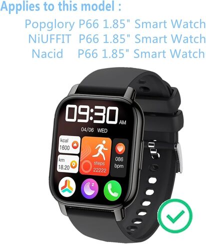 واقي شاشة متوافق مع الساعة الذكية Popglory P66 (3 عبوات) طبقة حماية كاملة ثلاثية الأبعاد متوافقة مع ساعة Hendari وNiUFFiT وNacid 1.85 بوصة الذكية in Kuwait