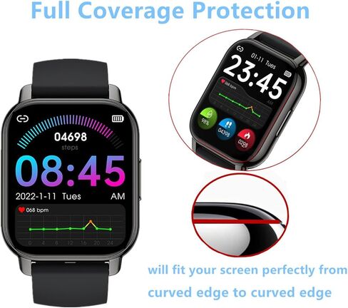 واقي شاشة متوافق مع الساعة الذكية Popglory P66 (3 عبوات) طبقة حماية كاملة ثلاثية الأبعاد متوافقة مع ساعة Hendari وNiUFFiT وNacid 1.85 بوصة الذكية in Kuwait