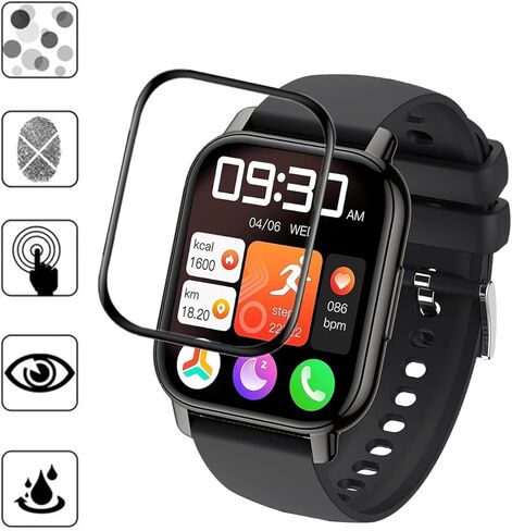 واقي شاشة متوافق مع الساعة الذكية Popglory P66 (3 عبوات) طبقة حماية كاملة ثلاثية الأبعاد متوافقة مع ساعة Hendari وNiUFFiT وNacid 1.85 بوصة الذكية in Kuwait