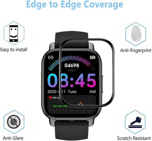 واقي شاشة متوافق مع الساعة الذكية Popglory P66 (3 عبوات) طبقة حماية كاملة ثلاثية الأبعاد متوافقة مع ساعة Hendari وNiUFFiT وNacid 1.85 بوصة الذكية in Kuwait