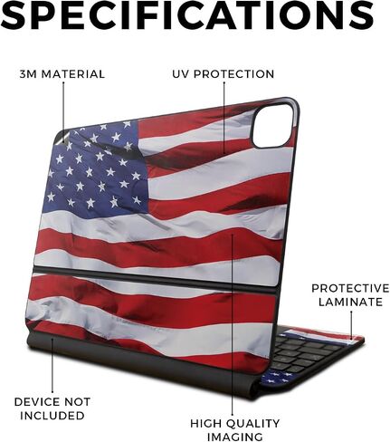 Skin Compatible with Apple Magic Keyboard for iPad Pro 13‑inch (M4) 2024 - American Flag - Premium 3M Vinyl Protective Wrap Decal Cover - Easy to Apply | Crafted in The USA by MightySkins in Saudi Arabia