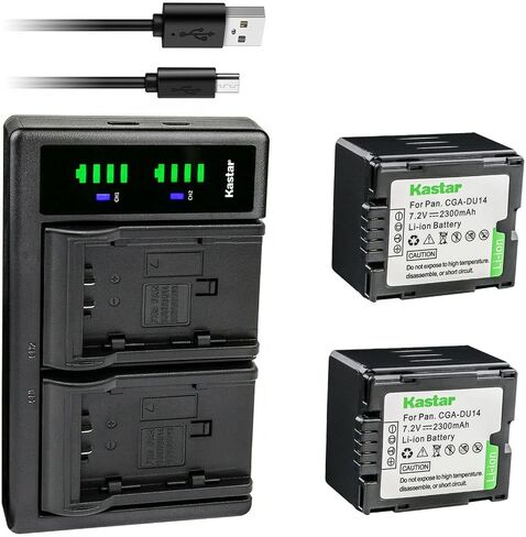 بطارية Kastar 2-Pack CGA-DU14 وشاحن USB LTD2 متوافق مع باناسونيك CGA-DU06، CGR-DU06، CGA-DU07، CGR-DU07، CGA-DU12، CGR-DU12، CGA-DU14، CGR-DU14، CGA-DU21 ، بطارية CGR-DU21، VW-VBD060 in Saudi Arabia