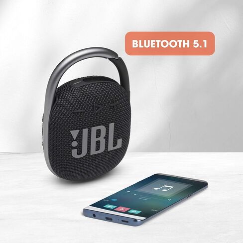 JBL Clip 4 - مكبر صوت بلوتوث محمول مع بطارية مدمجة، IP67 مقاوم للماء والغبار، حجم صغير وصوت رائع. - أسود (متجدد) in Saudi Arabia