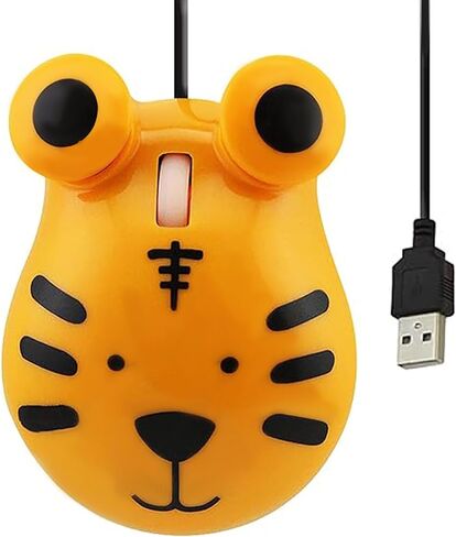لطيف الحيوان النمر شكل ماوس سلكي مريح، USB الفئران الضوئية 1600 ديسيبل متوحد الخواص 3 أزرار مع سلك 3.2 قدم للكمبيوتر المحمول سطح المكتب كمبيوتر محمول صغير هدية الماوس لأطفال المدارس in Kuwait