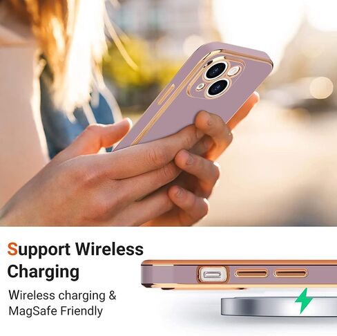 Teageo لهاتف iPhone 14 Plus حافظة للنساء والبنات اللطيفة على شكل قلب فاخر مطلي بطبقة ناعمة لامعة وغطاء خلفي مرتفع لحماية الكاميرا الكاملة من السيليكون المقاوم للصدمات لهاتف iPhone 14 Plus، لافندر in Kuwait