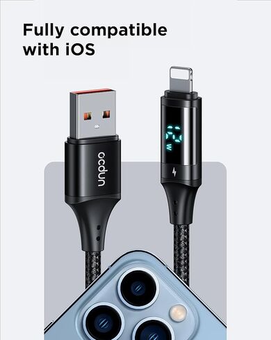 ocdun® USB to Lightning Cable - 12W Fast Charging iPhone Charger USB, Nylon Braided iPhone Cord for iPhone 14 Plus Pro Max, 13, 12, 11, XS, 8, SE, AirPods and iPad in Saudi Arabia