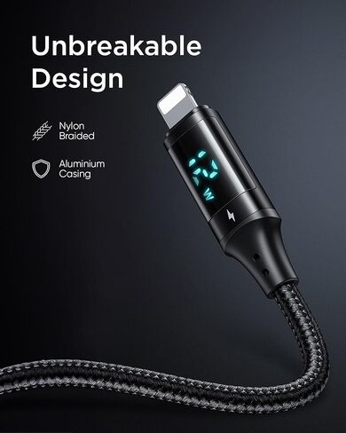 ocdun® USB to Lightning Cable - 12W Fast Charging iPhone Charger USB, Nylon Braided iPhone Cord for iPhone 14 Plus Pro Max, 13, 12, 11, XS, 8, SE, AirPods and iPad in Saudi Arabia