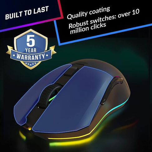 Klim Blaze Pro Rechargeable Wireless Gaming Mouse with Charging Dock, RGB + High-Precision Sensor and Long-Lasting Battery + Up to 6000 DPI, Black (Renewed) in Saudi Arabia