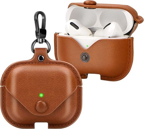 حافظة جلدية لأجهزة Airpods Pro مع سلسلة مفاتيح، غطاء حماية مقاوم للصدمات مصنوع من الجلد الفاخر العتيق لحافظة شحن Apple AirPods Pro الجيل الثالث 2019 in Kuwait