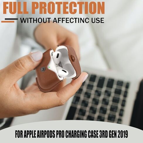 حافظة جلدية لأجهزة Airpods Pro مع سلسلة مفاتيح، غطاء حماية مقاوم للصدمات مصنوع من الجلد الفاخر العتيق لحافظة شحن Apple AirPods Pro الجيل الثالث 2019 in Kuwait