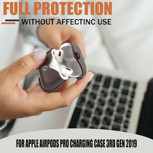 حافظة جلدية لأجهزة Airpods Pro مع سلسلة مفاتيح، غطاء حماية مقاوم للصدمات مصنوع من الجلد الفاخر العتيق لحافظة شحن Apple AirPods Pro الجيل الثالث 2019 in Kuwait