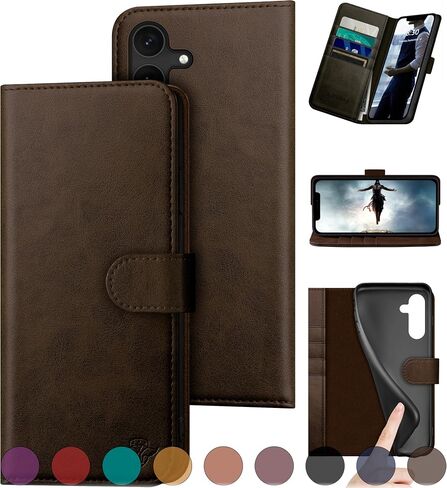 for Samsung Galaxy S24 5G Genuine Leather Wallet case 【RFID Blocking】【4 Credit Card Holder】【Real Leather】 Flip Folio Book Phone case Protective Cover Women Men for SamsungS24 case Black in Kuwait