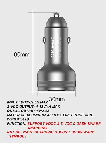 Warp Dash Car Charger for Oneplus 8T/9 Pro/8 7 / 7T Pro / 6T/6/5T/5/3T/3,USB Charging Rapidly Car Charger with 6.5A Warp Charge USB Data Cable for One Plus 9 / 5T / 6 / 6T/ 7/7T Pro 8/8T (Black) in Kuwait