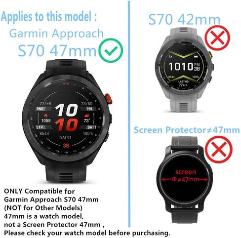 متوافق مع واقي الشاشة Garmin Approach S70 مقاس 47 مم (ليس للطرز الأخرى) طبقة من الزجاج المقوى 9H (3 عبوات) in Kuwait