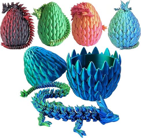 12inch 3D Printed Dragon Egg,Mystery Crystal Dragon Fidget Toys,Articulated Dragon,Home Desk Decor Easter Surprise Dinosaur Eggs,Adults Fidget Toys for Autism/ADHD (Laser Purple) in Saudi Arabia