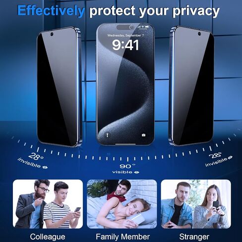 Privacy Screen Protector for iPhone 16 Pro Max, 2 Pack Private Tempered Glass Screen Protector with 2 Pack Tempered Glass Camera Lens Protector for iPhone 16 Pro Max[2+2] in Saudi Arabia