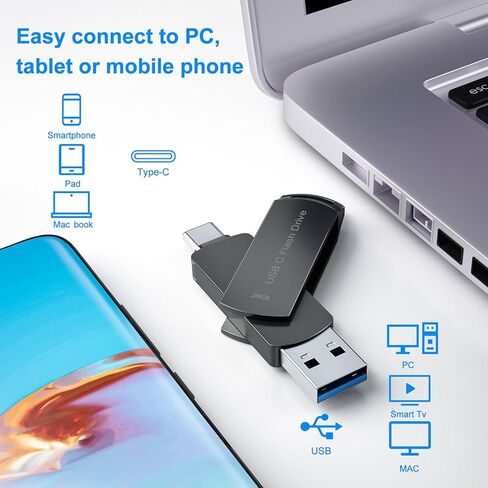USB Flash Drive 64GB for Phone Photo Stick Thumb Drive USB C Memory Stick BEIMI External Storage Compatible Phone Pad Pro Android USB C and Computer Black DTY 64G in Kuwait
