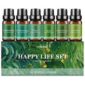 Essential Oils Blends Set for Diffusers for Home, Aromatherapy Diffuser Oil Scents - Calming, Sweet Dreams, Immunity, Relax, Mood, Fresh Air, Fragrance Oils for Diffusers, Massage, 6x10ml