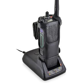 Turtleback Carry Holder for Motorola APX 7000 Fire and Police Two Way Radio Belt Clip Holster Case, Black Leather Pouch with Heavy Duty Rotating Ratcheting 2.25" Belt Loop