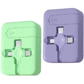 Gartmost 2 Pcs 3 in 1 Multi USB Fast Charging Cable, Phone Charger Retractable, Compatible USB C(Type-C)/Micro USB/IP, Compatible with iPhone 16/15/14/SE/13/12/11/XR/XS/X/8/7/6/5, Android, Tablets in Kuwait