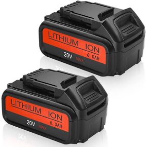 2 حزمة بطارية بديلة 20 فولت 6.0 أمبير متوافقة مع بطارية ديوالت 20 فولت ماكس XR ليثيوم أيون DCB204 DCB206 DCB200 DCB180 DCD985B DCD771C2 DCS355D1 DCD790B in Kuwait