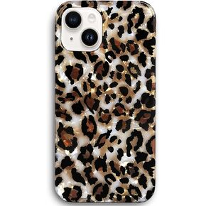 J.west Case Compatible with iPhone 15 Case 6.1-inch, Luxury Sparkle Translucent Clear Leopard Cheetah Print Pearly Design Soft Silicone Slim TPU Protective Phone Case Cover for Girls Women (Bling)