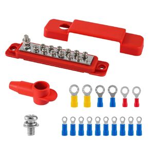 12V Bus Bar 250A Power Distribution Block, Busbar Screw Terminals with Cover 300VAC/48VDC Block Distribution Box for Marine Automotive Solar Wiring