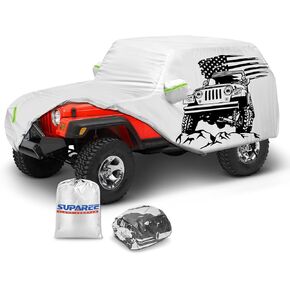 SUPAREE Waterproof Cab Cover with Logo for 2019-2023 Wrangler TJ YJ 2 Door,Full Exterior Covers Sun Rain Wind Snow Protection,with Extra Accessories