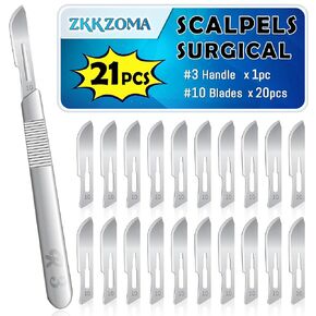 80 PCS Scalpel Blades #10#11#15#23 Scalpels Surgical Blades with 4PCS Handle & Storage Box,Individually Wrapped High Carbon Steel Blades for Sculpting, Cutting,Crafts & More