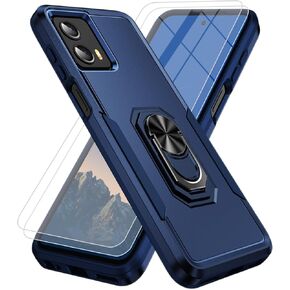 for Moto G 5G 2023 Case [15 FT Military-Grade Drop Protection], Motorola G 5G 2023 Case with 2X Tempered Glass Screen Protector, Heavy-Duty Shockproof Kickstand Phone Case for Moto G 5G 2023 (Blue)