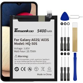 Upgraded 5400mAh Replacement Battery HQ-50S for Samsung Galaxy A02S SM-A025U SM-A025U1 SM-A025G SM-A025F SM-A025M SM-A025M/DS SM-A025V SM-A025F/DS SM-S124DL Battery with Repair Tool Kits
