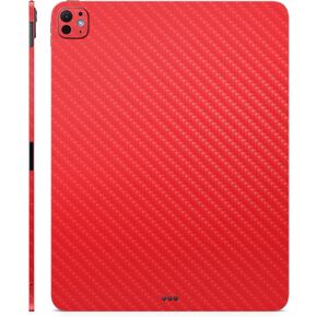 Carbon Fiber Skin Compatible with Apple iPad Pro 13 (M4) 2024 - Solid Red - Premium 3M Vinyl Protective Wrap Decal Cover - Easy to Apply | Crafted in The USA by MightySkins