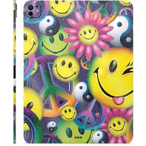 Glossy Glitter Skin Compatible with Apple iPad Pro 13 (M4) 2024 - Peace Smile - Premium 3M Vinyl Protective Wrap Decal Cover - Easy to Apply | Crafted in The USA by MightySkins