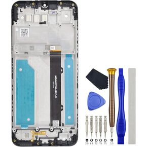 Black Full LCD Digitizer Touch Screen Assembly Screen Frame Replacement for LG K41S LM-K410EMW LM-K410 6.55" with Tool Kit