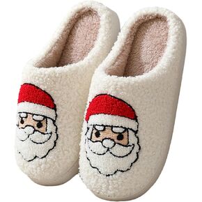 Christmas Slippers Cute Reindeer Slippers for Women, Soft Warm Preppy Fuzzy Winter Indoor Shoes, Fluffy Mens Bedroom Slippers