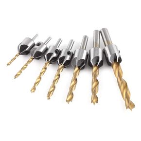 Health Gear Countersink Drill Bit Set Wood, High Speed Steel Counter Sink Drill Bit with 1 Hex Key Wrench for Drilling Chamfering Deburring(7-Piece Set)