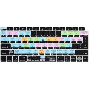 XSKN OS X Shortcuts English Silicone Keyboard Skin Cover Compatible MacBook Air 13" 13.3-inch (A1932 Release 2018) with Touch ID Retina Display US EU Layout