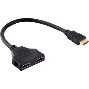 Qiilu Splitter 2 in 1 Out Auto Switching Double Vga Black 1080P Male to Dual Female 1 to 2 Way Splitter Adapter Cable for Hd Tv