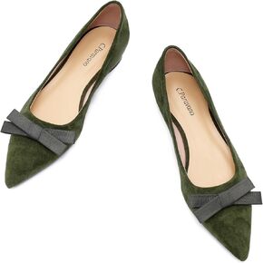 C.Paravano Women's Flats I Leather Flat for Women I Pointed Toe Flats I Ballet Flats for Women(Green,Size 7.5)