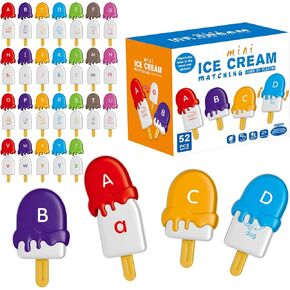 52PCS Ice-Lolly Alphabet Learning Toys for Toddlers 2-4, Montessori Educational Toys Gifts for 2 3 4 Year Old Boy Girl, ABC Matching Game, Preschool Activities Fine Motor Toys for Kids