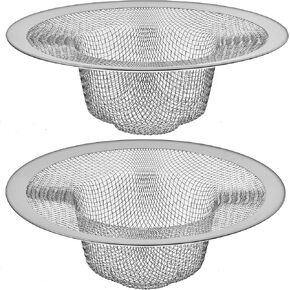 2 Pack - 4.5" Top / 3" Mesh Basket - Kitchen Sink Drain Strainer Stainless Steel Large Basket Food Catcher. Fast Flow and Effective Full Mesh Basket
