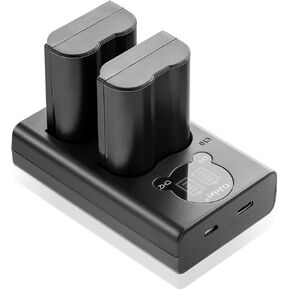 OJelay EN-EL15 Battery 2 Packs Replacement Battery 2000mAh with Dual Battery Charger Smart LED Display Compatible with Nikon EN-EL15,Z6,Z7,D7100,D750,D7000,D7200,D7500,D810,D610,and More …