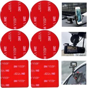 Double Sided Sticky Pads,Car Dash Cam Adhesive Pad Replacement. Mounting Tape for Phone Holder.Heavy Duty Tape Sticker for Dashboard &Daily Use.Waterproof,Heat-resistant.Round&Squares,6PCS