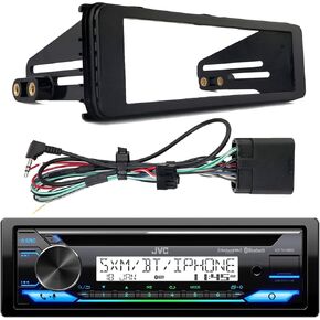 JVC KD-T91MBS Single DIN Marine Boat CD Player MP3 USB AUX Bluetooth Stereo Radio Receiver, Enrock 1-DIN Stereo Installation Kit (Bundle Fits Select Fits 1998-2013 Harley Davidson Motorcycles)