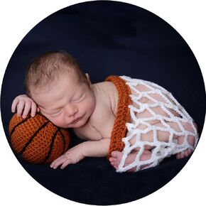 Zeroest Newborn Photography Outfits and Props Crochet Baby Basketball Hat Net Photo Prop Infant Boy Girl Photoshoot Knitted