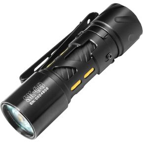 SK03 LED Flashlight, AA Rechargeable EDC Flashlight with Side Light and 4 Color Filters, 1000 Lumens, 10 Modes, for Outdoor, Camping, Emergency (Black)