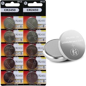 CR2450 Button Cell Batteries 3V Lithium Batteries CR2450 for Watches Calculators and Remote Control Toy (5 Pack)